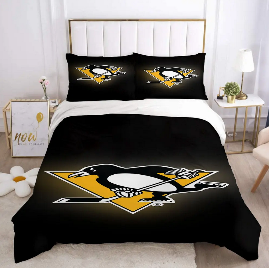 Pittsburgh Penguins Hockey League 3D Printed Duvet Cover Quilt Cover Pillowcase Bedding Set Bed Home Decor