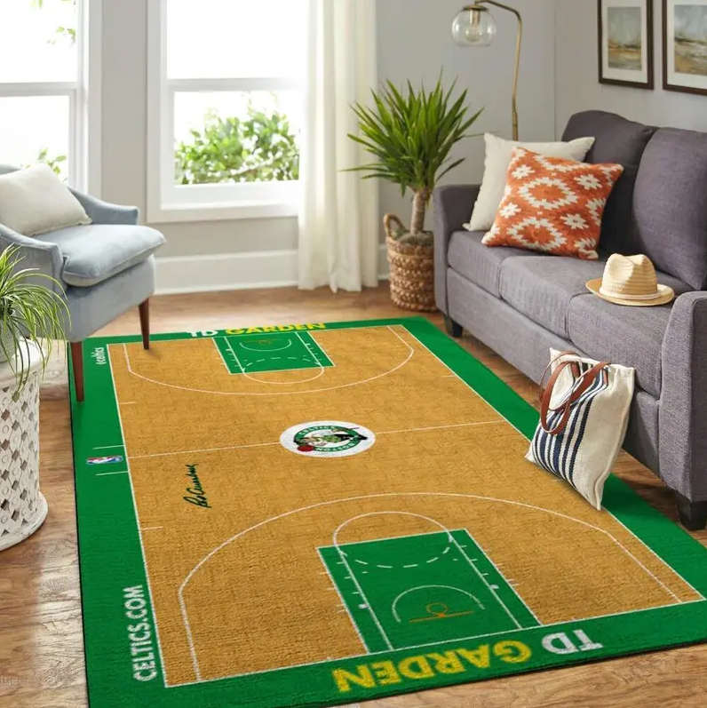Boston Celtics Court Area Rug Nba Carpet Living Room Rugs Rug Rectangle Carpet