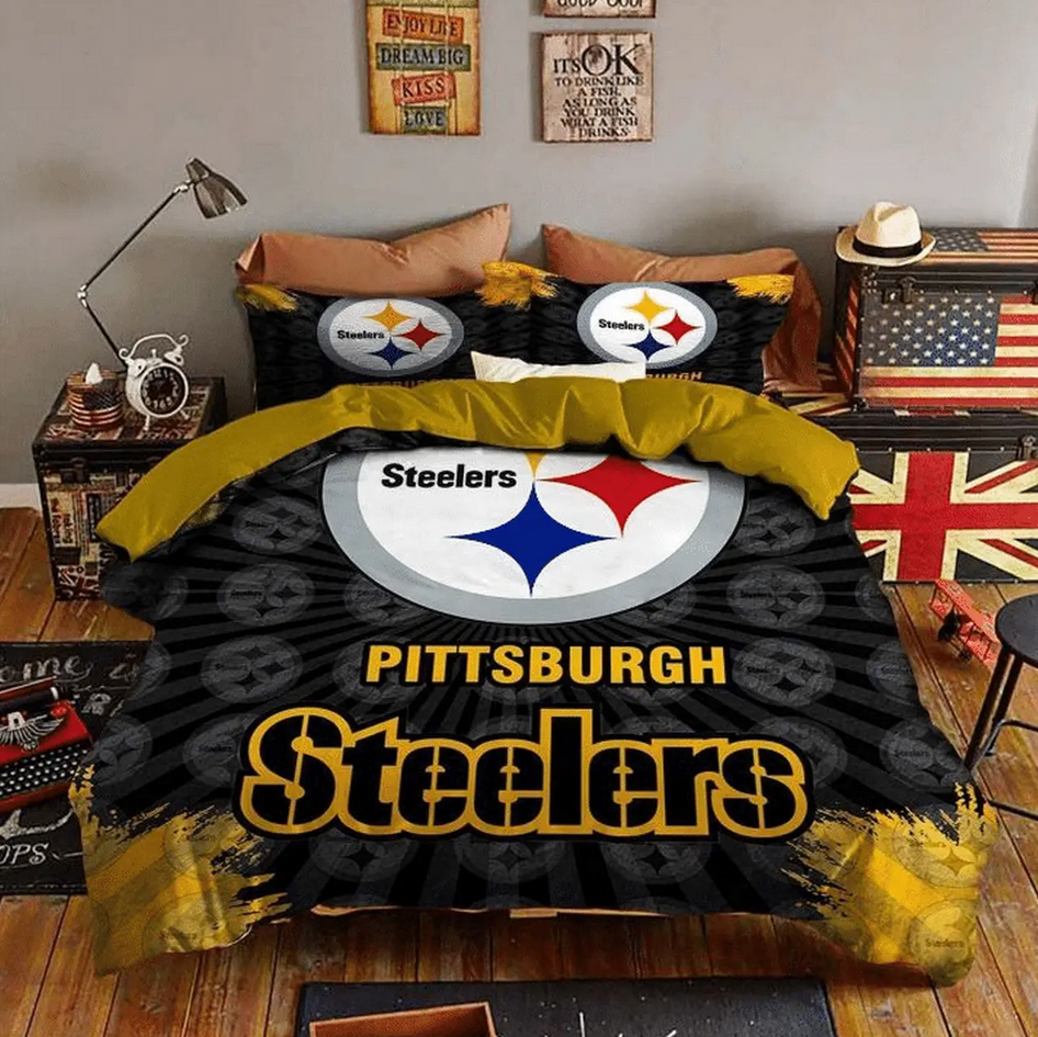 Pittsburgh Steelers W091003 NFL Football Team Bedding Set Duvet Cover With Pillowcase Amazing Gift For Football Lovers