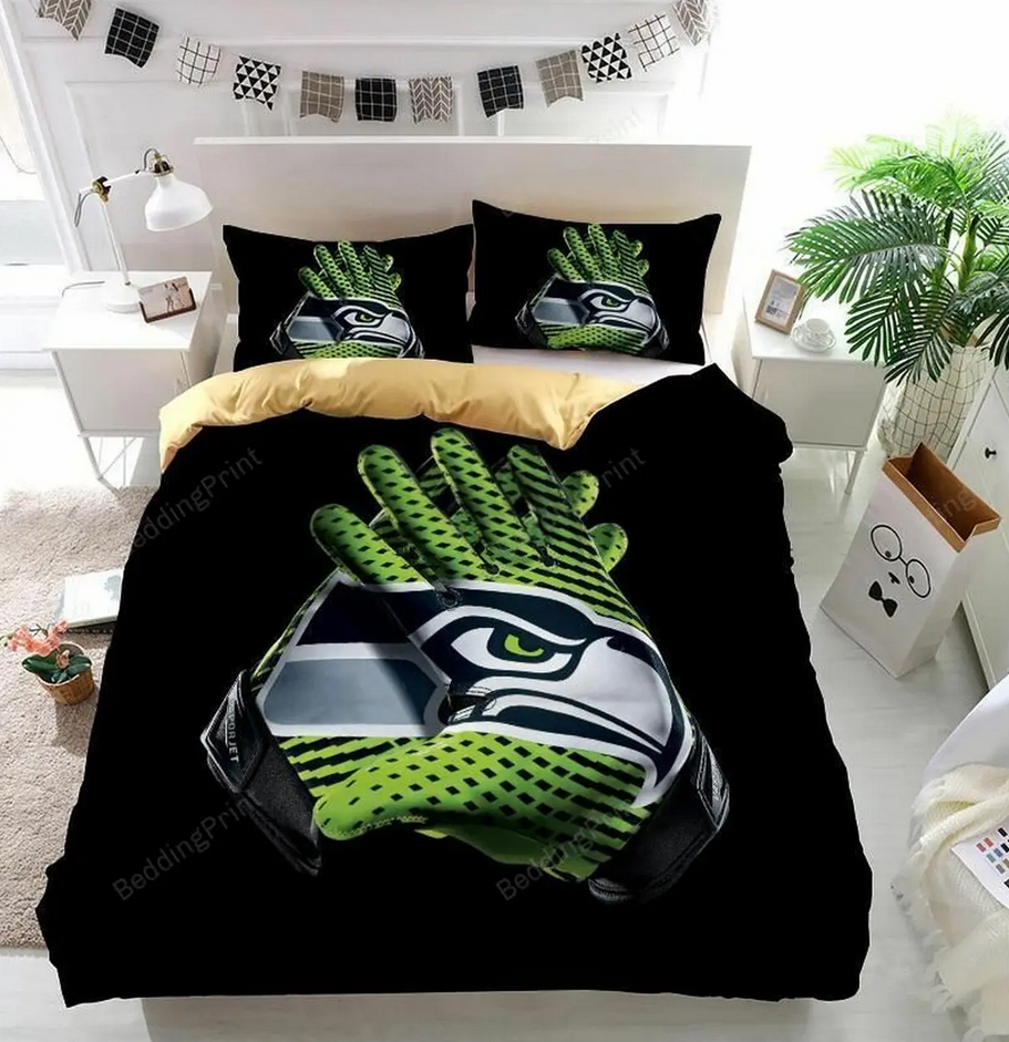Nfl Seattle Seahawks Logo 3D Printed Bedding Set Duvet Cover With Pillowcase Home Decor Gift For NFL Lovers