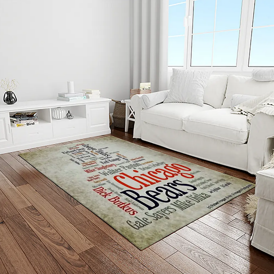 NFL Chicago Bears Football Team Logo Sport Carpet Rectangle Area Rug For Living Room