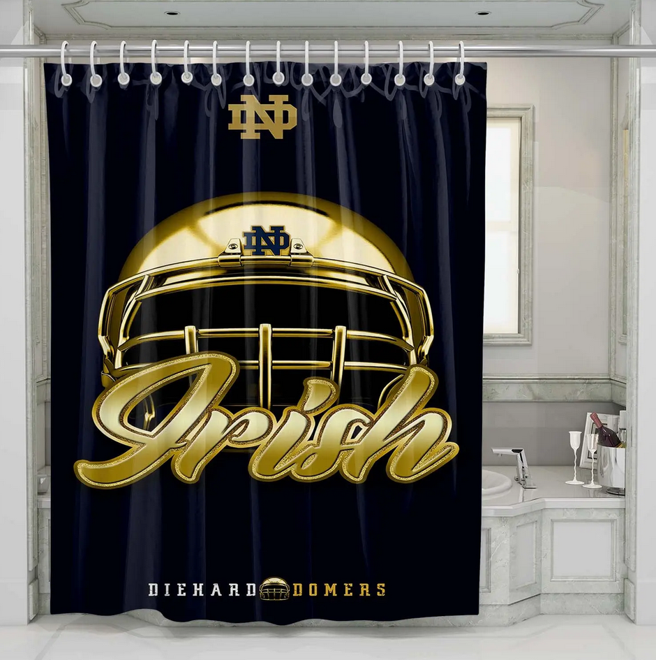 Notre Dame Fighting Irish Helmet Shower Curtain Set For Bathroom Decor Gift For Friends