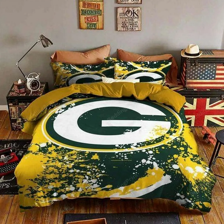 Green Bay Packers Logo 3D Printed Bedding Set Duvet Cover With Pillowcase Home Decor Gift For NFL Lovers